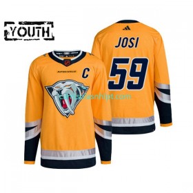 Camiseta Nashville Predators Roman Josi 59 Adidas 2022-2023 Reverse Retro Amarelo Authentic - Criança